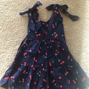 Cherry printed tiered bow tie dress